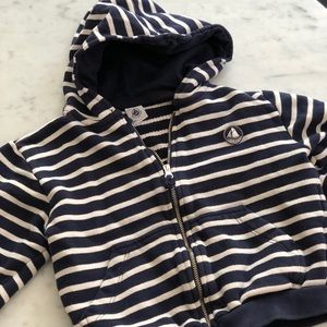 Petit Bateau Navy Zippered Striped Sweatshirt